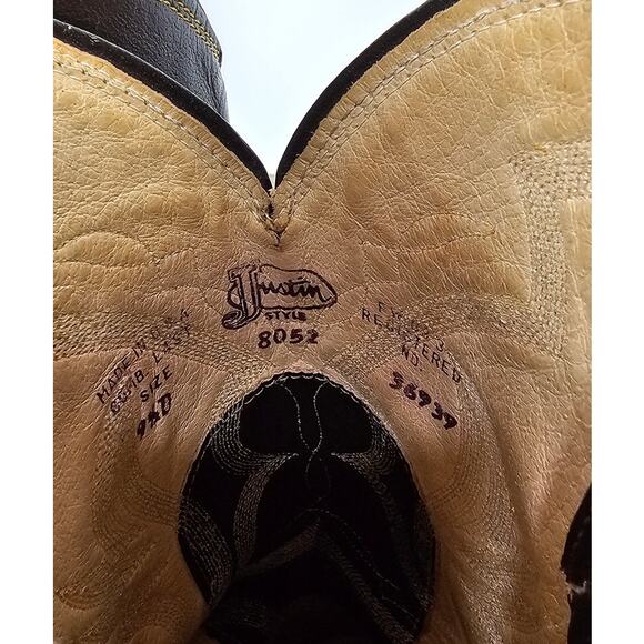Justin's leather boots men's size 9.5 imperfect western cowboy style 8052 - Picture 11 of 12